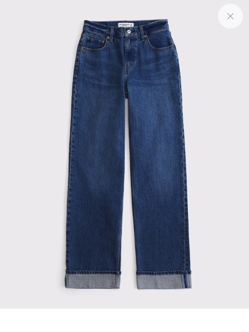 Abercrombie & Fitch Women's Straight Leg cuffed Jeans - Dark Blue size 27